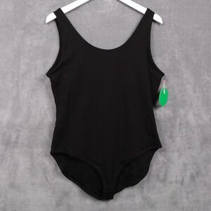 PACT Organic Cotton Stretch Knit Scoop Neck Bodysuit Sustainable Black Sz XL NWT